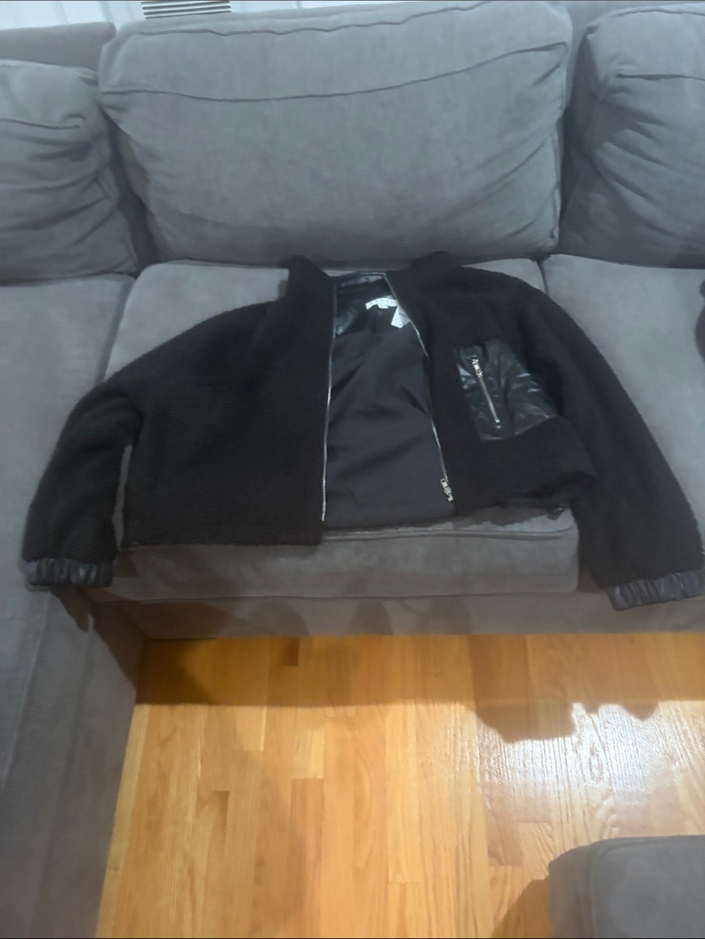 HYFVE Black Teddy Jacket with Faux Leather Pocket
